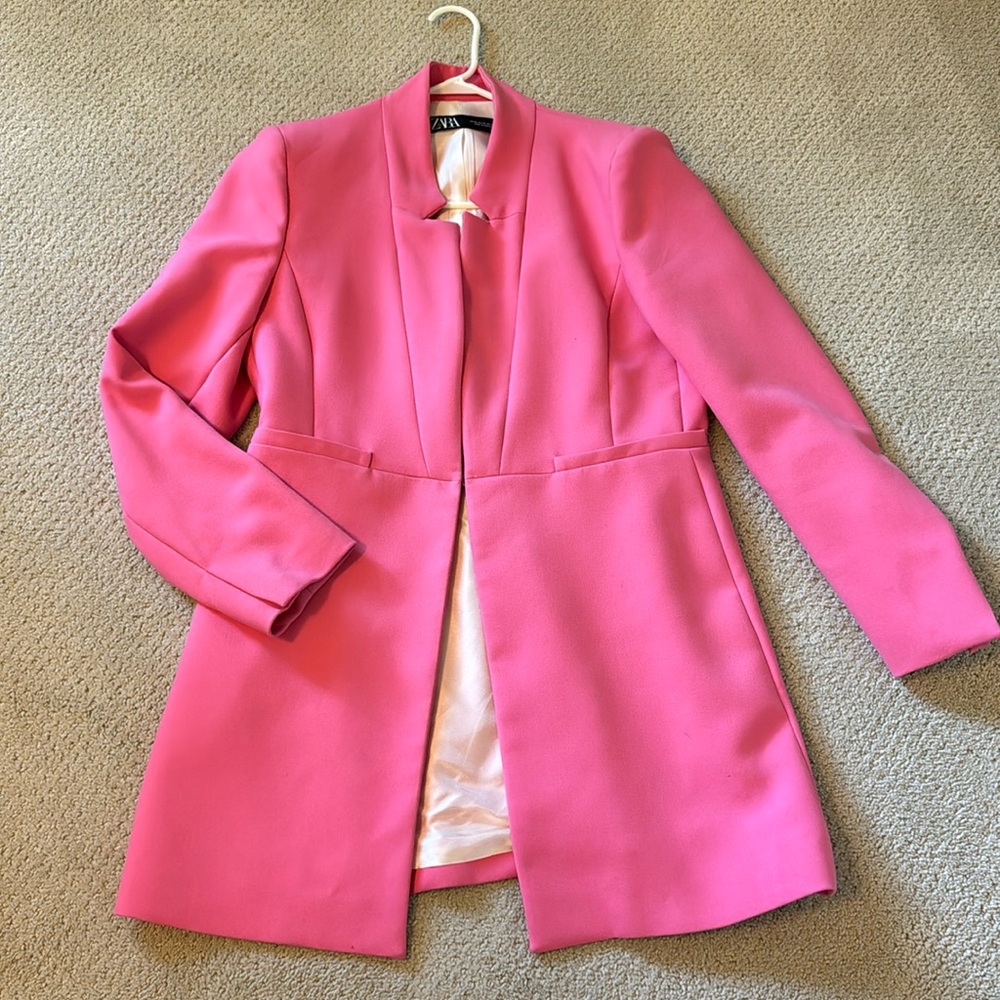 Zara Barbie Pink Long Line Blazer size XL